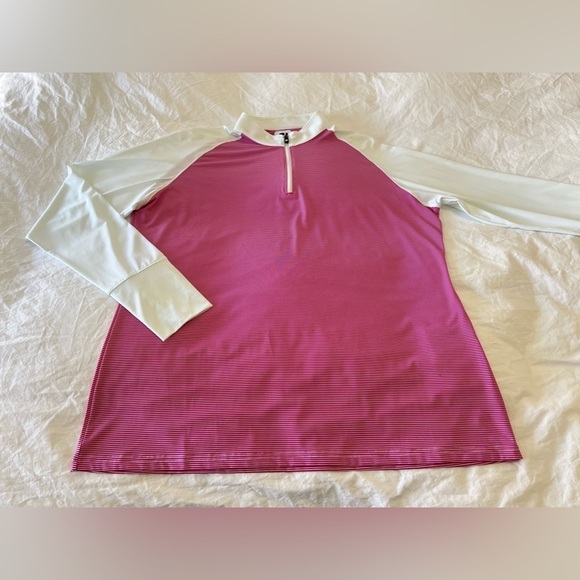 FootJoy | Women’s SZ XL | Long Sleeve 1/4 Zip Golf Shirt | Pink White | EUC - Picture 5 of 11